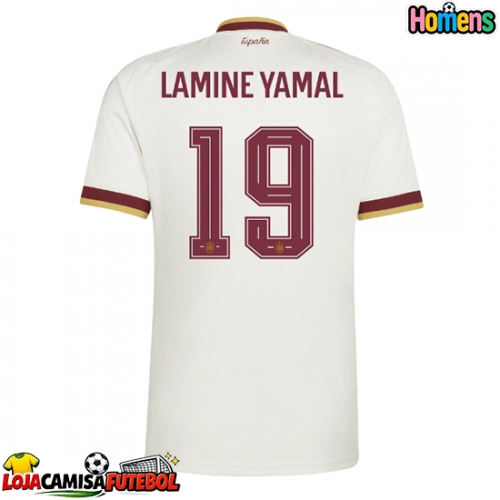 Camisa de Futebol Espanha Lamine Yamal #19 Equipamento Secundário Mundo 2026 Manga Curta